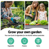 Green Fingers 4 Pcs Raised Garden Bed Kit Oval Galvanized Steel Planter Boxes 320x80x56cm, Heavy Duty Metal Elevated Garden Bed for Vegetables Flowers Herbs, with Safety Edging, Gloves & Pegs Included