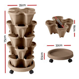 Garden Bed 5 Tier Vertical Garden Grey Strawberry Stackable Planters Herb Petunias Tan