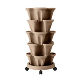 Garden Bed 5 Tier Vertical Garden Grey Strawberry Stackable Planters Herb Petunias Tan
