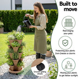 Garden Bed 5 Tier Vertical Garden Grey Strawberry Stackable Planters Herb Petunias Tan