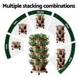 Garden Bed 5 Tier Vertical Garden Grey Strawberry Stackable Planters Herb Petunias Tan