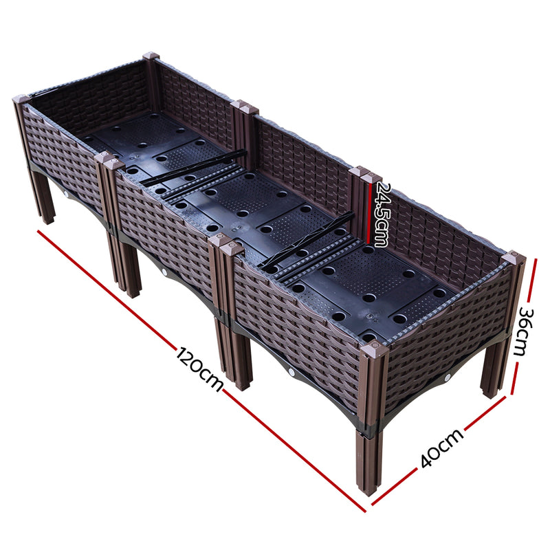 Green Fingers Garden Bed 120x40x36cm PP Planter Box Raised Container for growing Vegetables, Flowers & Herbs