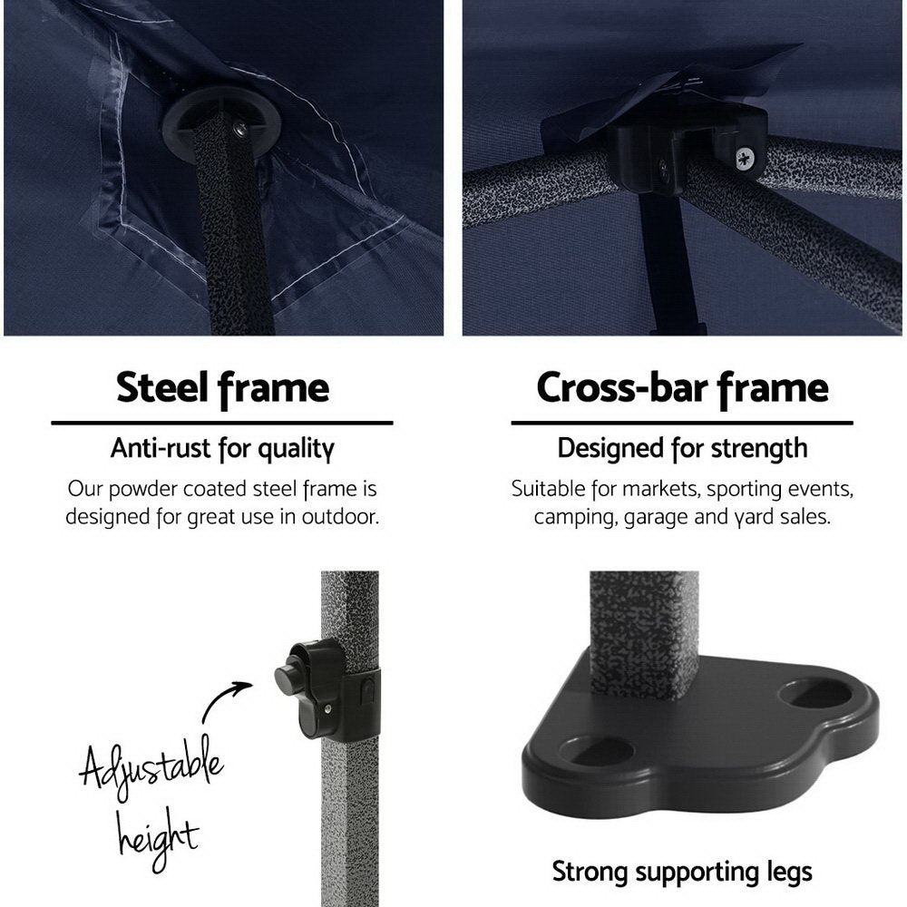 Instahut Gazebo Pop Up Marquee 3x6 Folding Tent Gazebos Camping 500D Oxford Navy