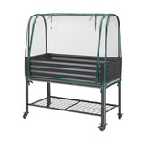 Green Fingers Mobile Raised Garden Bed with Net Cover Storage Shelf for Tomato Vegetables Herb Charcoal