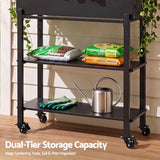 Green Fingers Mobile Raised Garden Bed with Trellis & Shelves Dark Grey