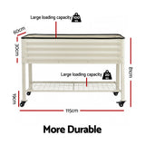 Green Fingers Mobile Raised Garden Bed With Wheels Storage Shelf 81cm Height for Vegetables Herb White