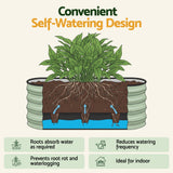 Green Fingers Self Watering Oval Garden Bed Galvanised for Balcony Deck 120x60x30cm