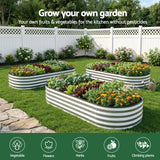 Raised Garden Bed Galvanised Oval Metal Planter Box Large Outdoor 120x60x30cm Silver