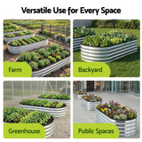 Raised Garden Bed Galvanised Oval Metal Planter Box Large Outdoor 120x60x30cm Silver