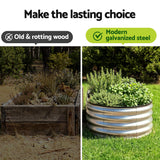 Raised Garden Bed Galvanised Oval Metal Planter Box Large Outdoor 120x60x30cm Silver