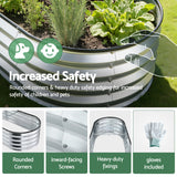 Raised Garden Bed Galvanised Oval Metal Planter Box Large Outdoor 120x60x30cm Silver