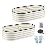Raised Garden Bed 2 Pack Galvanised Planter Box Rust Resistant 120x60x30cm White