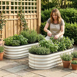Raised Garden Bed 2 Pack Galvanised Planter Box Rust Resistant 120x60x30cm White