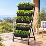 5 Tier Vertical Raised Garden Bed Mobile Planter Box with Locking Wheels