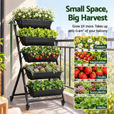 5 Tier Vertical Raised Garden Bed Mobile Planter Box with Locking Wheels