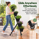 5 Tier Vertical Raised Garden Bed Mobile Planter Box with Locking Wheels