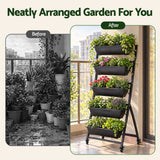 5 Tier Vertical Raised Garden Bed Mobile Planter Box with Locking Wheels