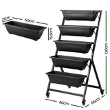 5 Tier Vertical Raised Garden Bed Mobile Planter Box with Locking Wheels