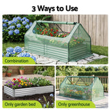 Raised Garden Bed with Greenhouse 3 in 1 Galvanised Planter Box Kit