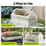 3 in 1 Raised Garden Bed with Greenhouse Galvanised Planter Box Kit