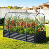 Raised Garden Bed with Mesh Netting Galvanised Planter Box Bird Proof 180x90x120cm