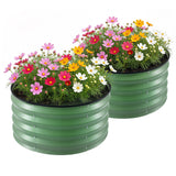 Round Raised Garden Bed 2 Pack Galvanised Planter Box Rust Resistant 60x60x30cm Green