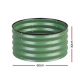 Round Raised Garden Bed 2 Pack Galvanised Planter Box Rust Resistant 60x60x30cm Green