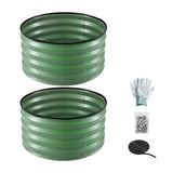 Round Raised Garden Bed 2 Pack Galvanised Planter Box Rust Resistant 60x60x30cm Green