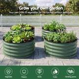 Round Raised Garden Bed 2 Pack Galvanised Planter Box Rust Resistant 60x60x30cm Green