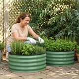 Round Raised Garden Bed 2 Pack Galvanised Planter Box Rust Resistant 60x60x30cm Green