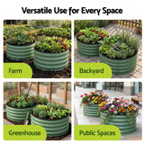 Round Raised Garden Bed 2 Pack Galvanised Planter Box Rust Resistant 60x60x30cm Green