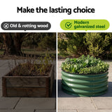 Round Raised Garden Bed 2 Pack Galvanised Planter Box Rust Resistant 60x60x30cm Green