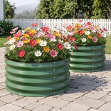 Round Raised Garden Bed 2 Pack Galvanised Planter Box Rust Resistant 60x60x30cm Green