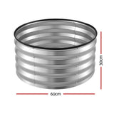 Round Raised Garden Bed 2 Pack Galvanised Planter Box Rust Resistant 60x60x30cm Silver