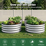 Round Raised Garden Bed 2 Pack Galvanised Planter Box Rust Resistant 60x60x30cm Silver