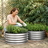 Round Raised Garden Bed 2 Pack Galvanised Planter Box Rust Resistant 60x60x30cm Silver