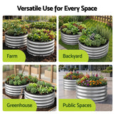 Round Raised Garden Bed 2 Pack Galvanised Planter Box Rust Resistant 60x60x30cm Silver