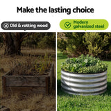 Round Raised Garden Bed 2 Pack Galvanised Planter Box Rust Resistant 60x60x30cm Silver