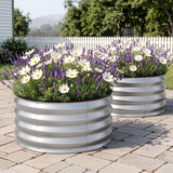 Round Raised Garden Bed 2 Pack Galvanised Planter Box Rust Resistant 60x60x30cm Silver