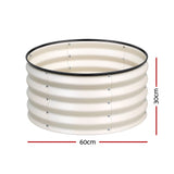 Round Raised Garden Bed 2 Pack Galvanised Planter Box Rust Resistant 60x60x30cm White