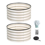 Round Raised Garden Bed 2 Pack Galvanised Planter Box Rust Resistant 60x60x30cm White
