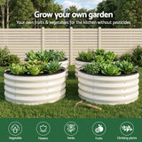Round Raised Garden Bed 2 Pack Galvanised Planter Box Rust Resistant 60x60x30cm White
