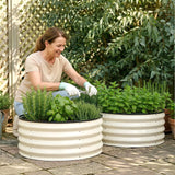 Round Raised Garden Bed 2 Pack Galvanised Planter Box Rust Resistant 60x60x30cm White