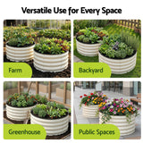 Round Raised Garden Bed 2 Pack Galvanised Planter Box Rust Resistant 60x60x30cm White