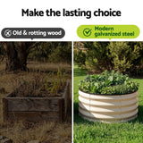 Round Raised Garden Bed 2 Pack Galvanised Planter Box Rust Resistant 60x60x30cm White