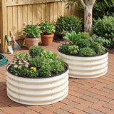 Round Raised Garden Bed 2 Pack Galvanised Planter Box Rust Resistant 60x60x30cm White
