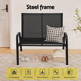 Gardeon Garden Bench Seat Steel Outdoor Patio Park Lounge Backyard Chair Black