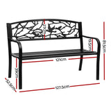 Outdoor Bench Seat Garden Steel Outdoor Furniture 3 Seater Park Black