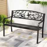 Outdoor Bench Seat Garden Steel Outdoor Furniture 3 Seater Park Black