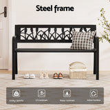 Outdoor Garden Bench Seat Outdoor Furniture Steel 2 Seater Park Black